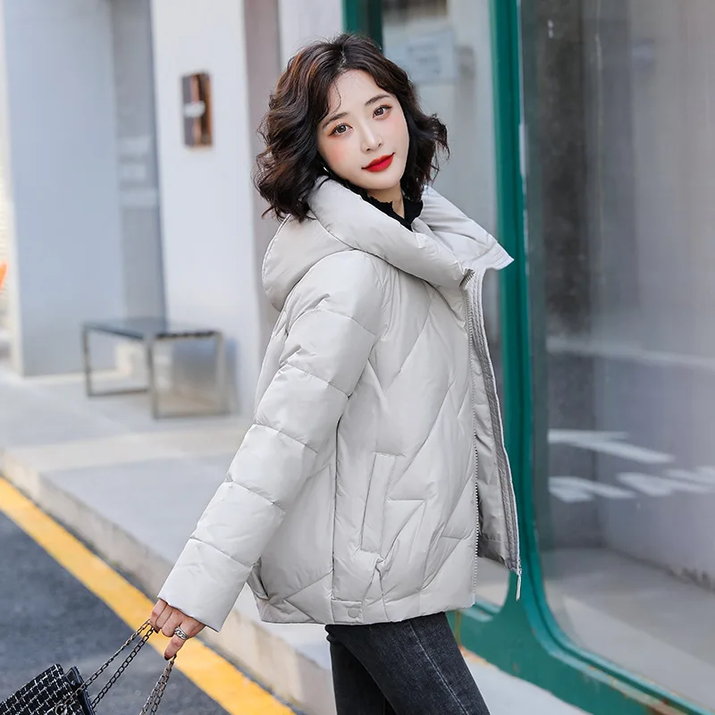 Women's Short Winter Cotton Jacket Warm New Loose Hooded Thick Cotton Coat Trendy Quilted Cotton Padded Jacket Parkas Clothing