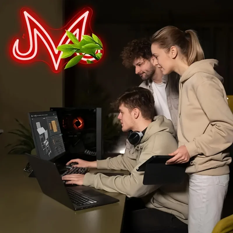 Customizable Colors Neon Sign - USB Powered, Switch-Controlled Anime Wall Decor Light with Metal Finish for Game Room & Bedroom
