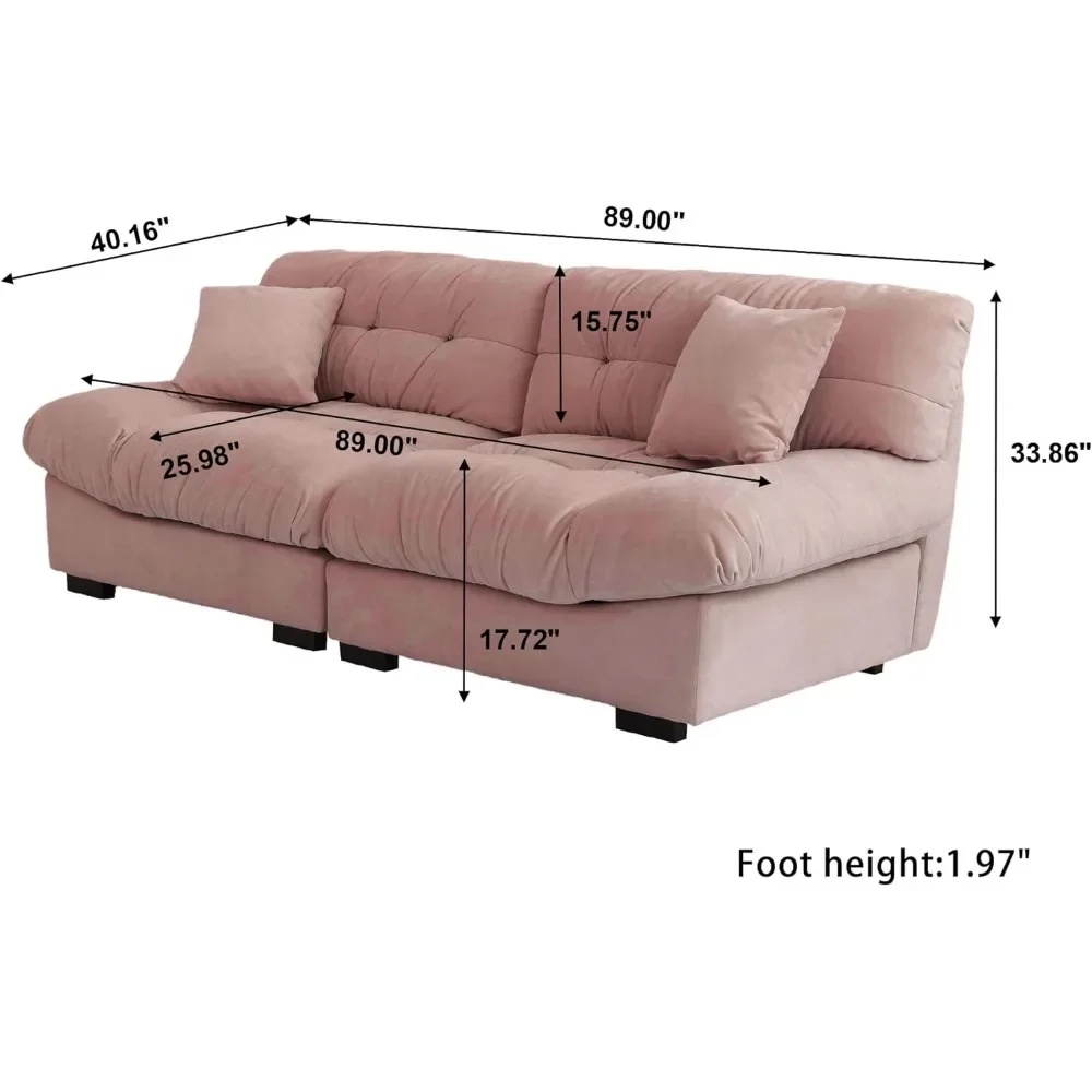 Oversized Deep Sectional Couch, Minimalist Love Seat Couches, Sectional Sofas with Thick Cushion, Comfy Corduroy Sofa