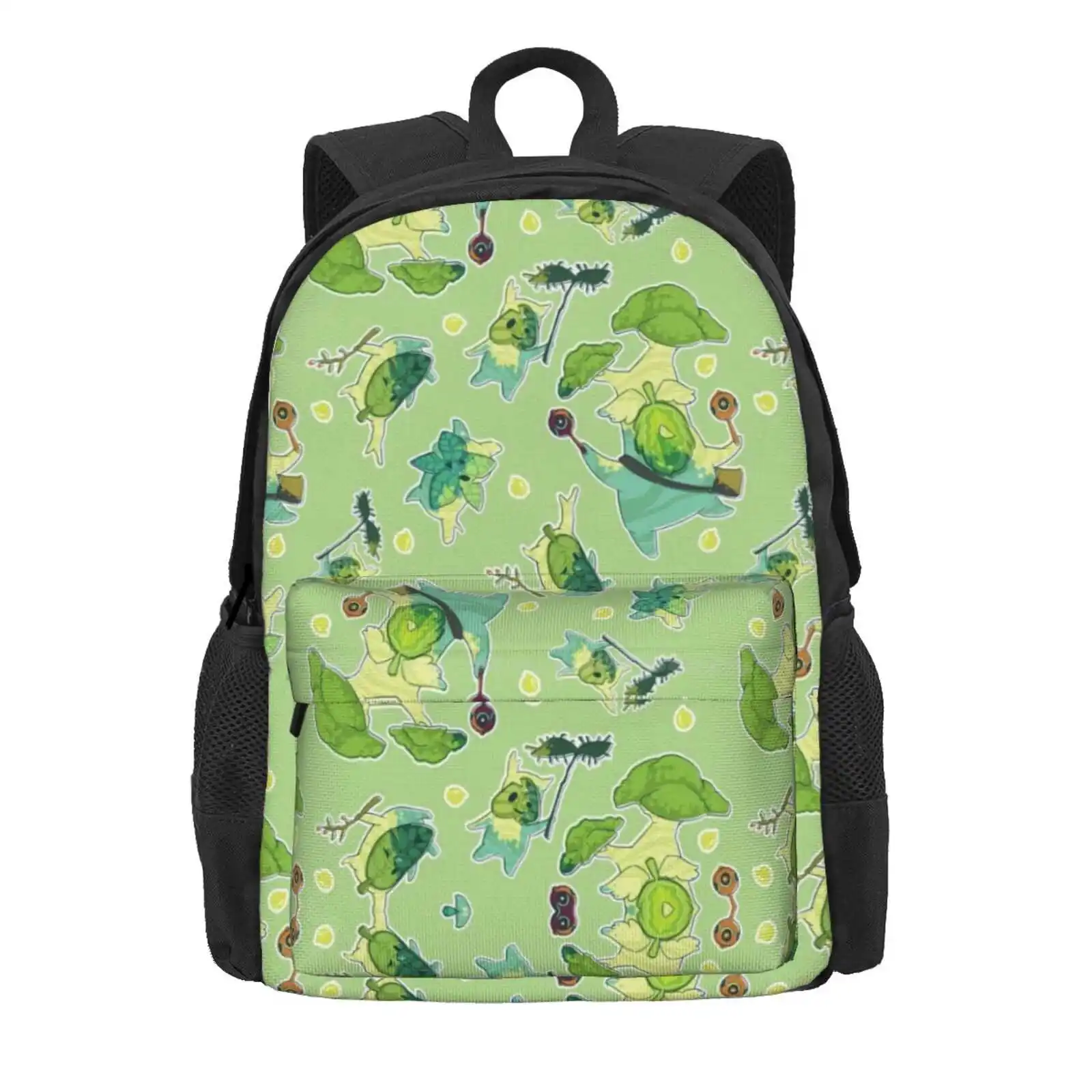 Korok Pattern Hot Sale Schoolbag Backpack Fashion Bags Breath Of The Wild Korok Green Nature Pattern Video Games Midorilied The