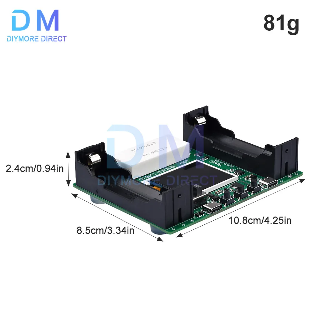 Lithium Battery Capacity Tester Module MAh MWh Digital Battery Power Detector Module 21700 18650 Battery Tester Type-C