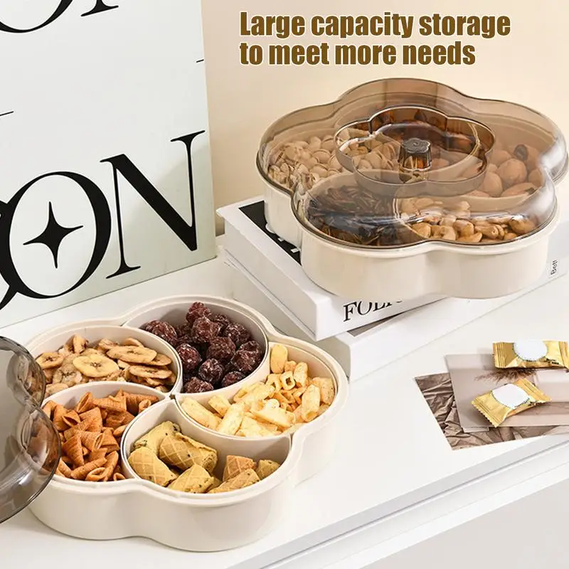 Snack Tray With Lid 5 Grids Snack Serving Dishes With Lid 5 Compartments Snacks Storage Tray With Lid For Home Wedding Gathering