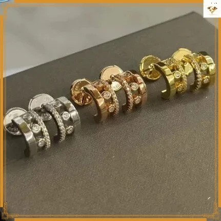 

Designer Jewelry Style Sliding Personality Versatile Three-Diamond Half-Moon Earrings for Women High-End Feel Gift