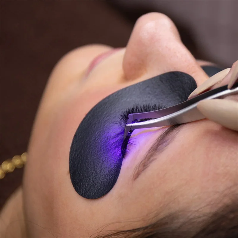 20 Pares de Parches Oculares Aislantes UV para Extensiones de Pestañas, Almohadillas de Gel Hidrogel para Debajo de los Ojos, Adhesivos Negros UV, Herramientas de Maquillaje