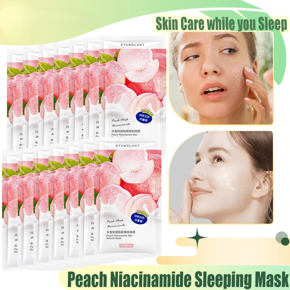 

Peach Niacinamide Overnight Facial Mask for Face Brightening Sleeping Mask Shrinking Pore Moisturizing Firming Rejuvenating Skin