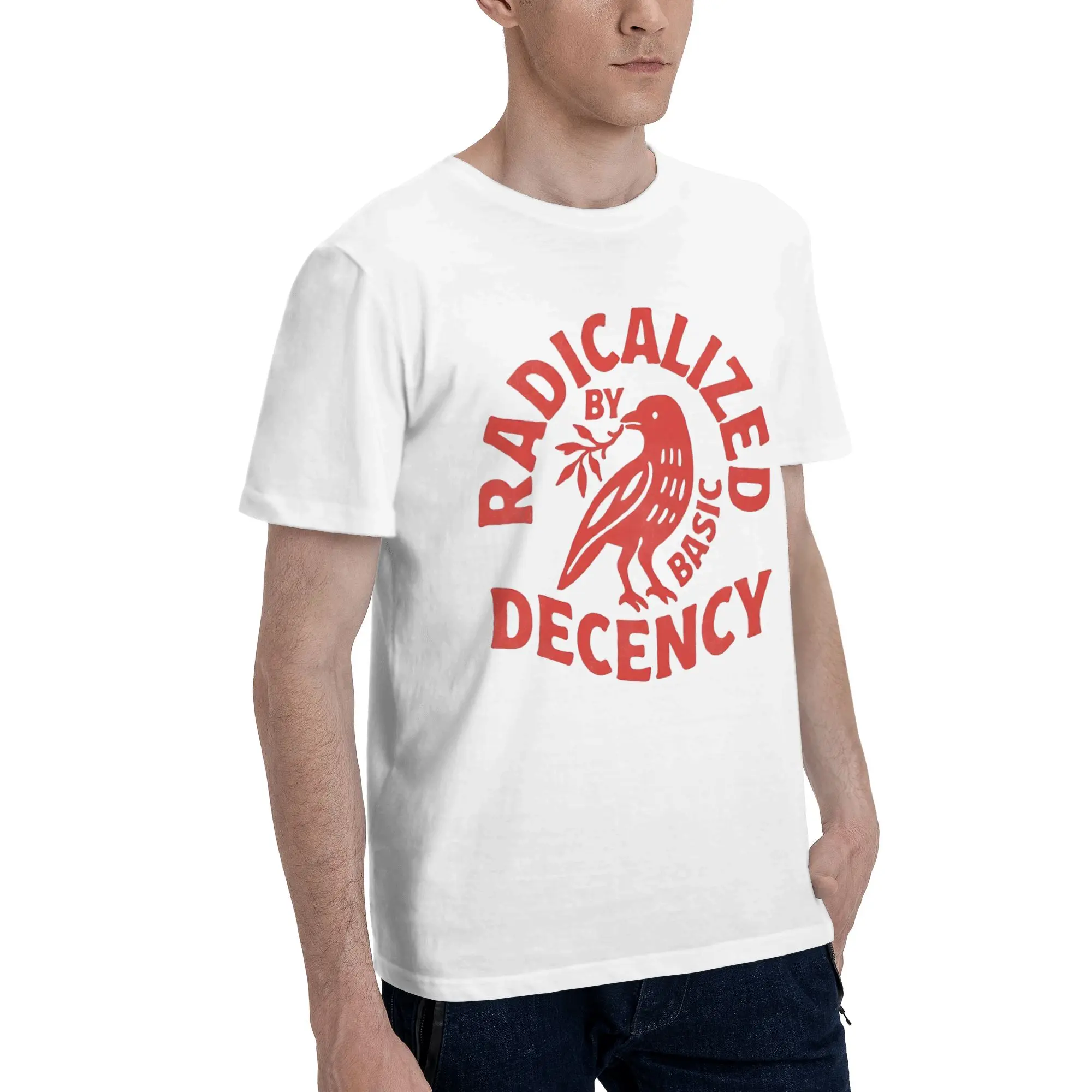 1 Piece Bird Graphic 100% Cotton T-Shirt Radicalized By Basic Decency Tops Tees For Men