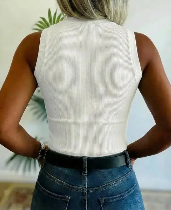 

Tight Women's Vest 2026 Summer New Rhinestone Decal Decoration Sleeveless Tight Vest Suitable for Parties and Gatherings