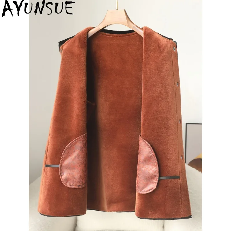 AYUNSUE معطف الفرو امرأة 2025 معاطف الشتاء للمرأة ملابس أنيقة نمط ملابس كاجوال للمرأة جودة عالية شوبانا Жénska