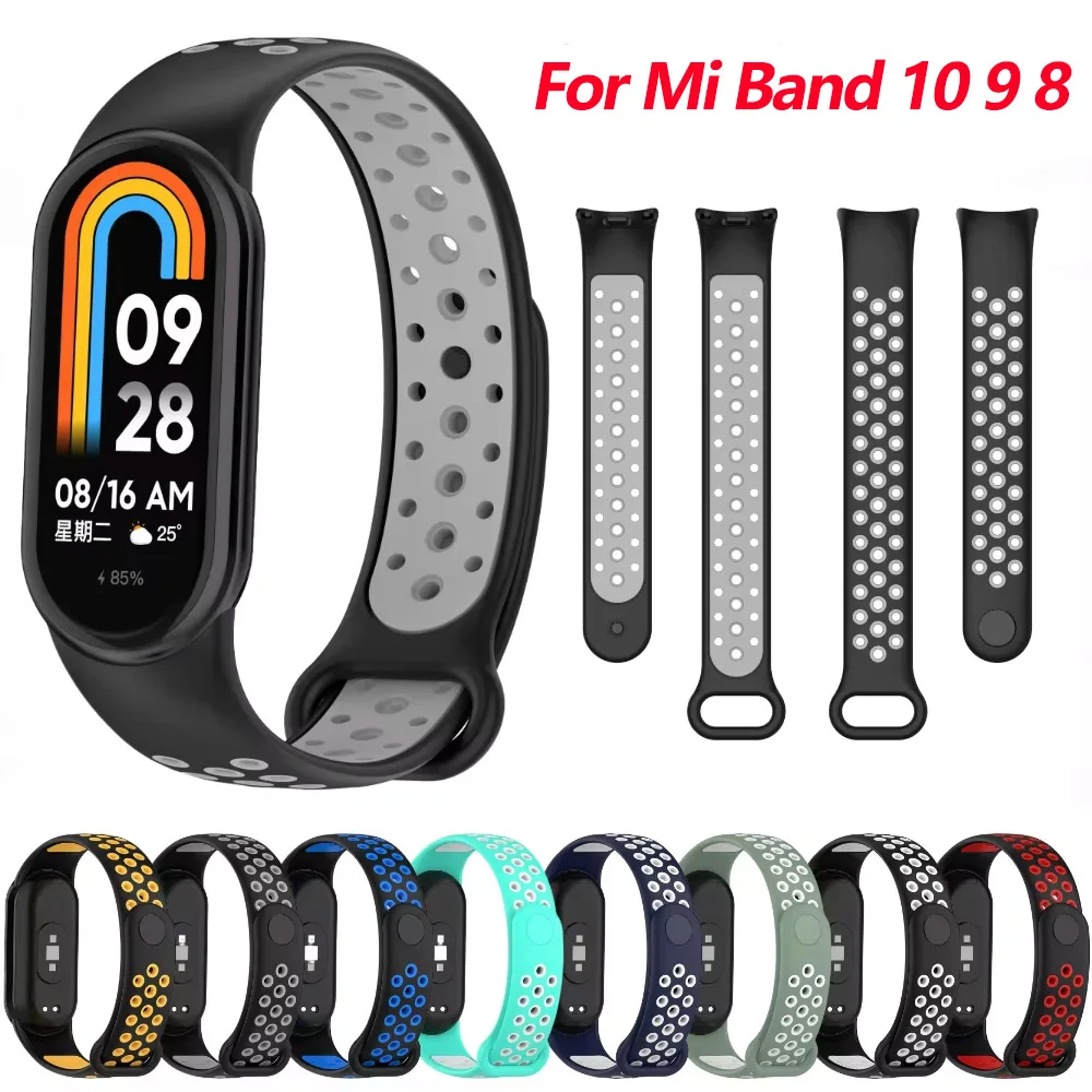 

Two-tone Silicone Strap for Xiaomi Mi Band 10/9/8 Smart Watch Replaceable Correa for Mi Band 8/9/10 Sports Bracelet Accessories