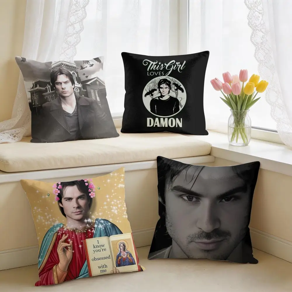 D-Damon Salvatore COOL Cushion Cover Square Short Plush Pillow Case Living Room Sofa Home Decor Funda 40X40