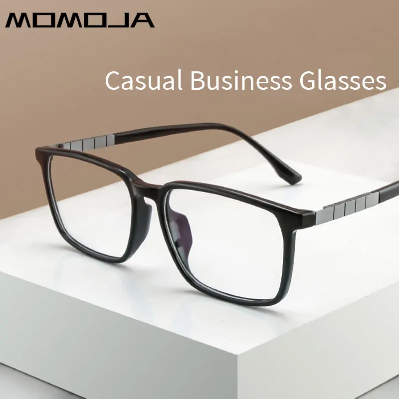 

MOMOJA Ultra-light Fashion Luxury TR90 Eyewear Women Retro Square Big Pure Titanium Optical Prescription Glasses frames for Men