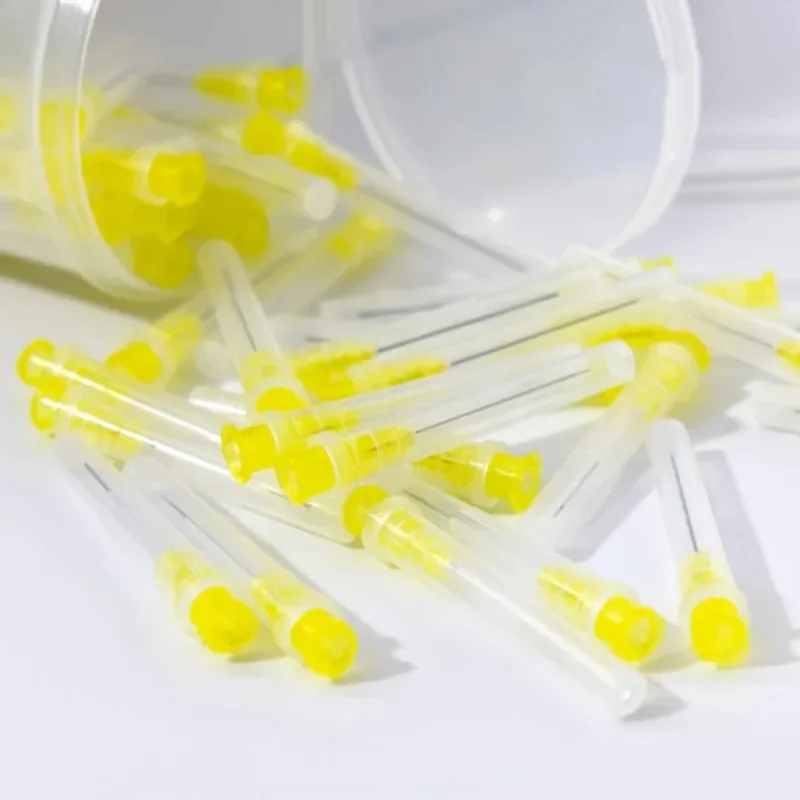 100pcs Dental Endo Irrigation Needle Tip 30GA End-Closed Double Side Daul Vent Endo Syringe Root Canal Washing Needle Tip