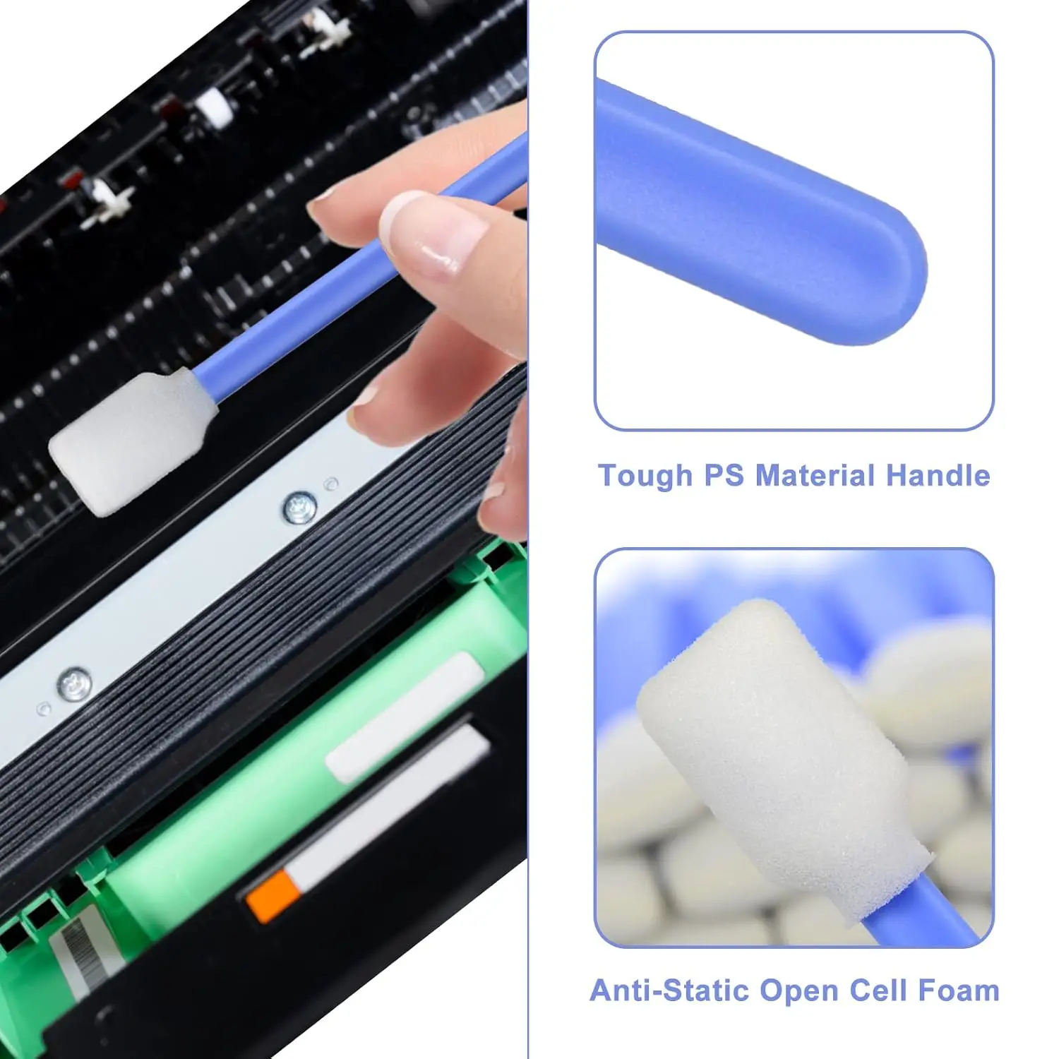 50pcs Square Rectangle Foam Cleaning Swab Sticks for Solvent Format Inkjet Printer Roland Optical Equipment