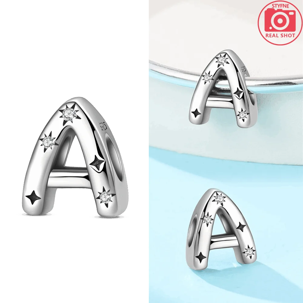 Original 925 Silver Elegant A-Z 26 Letters Charms BeadsFit Original Bracelets Bag Keychain Pendant Diy Women Jewelry Gift view 4