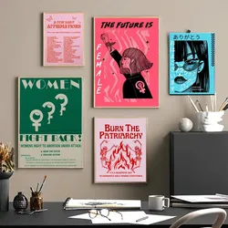 Soyut Feminist DIY yapışkan Poster Vintage odası Bar Cafe dekor ev dekor