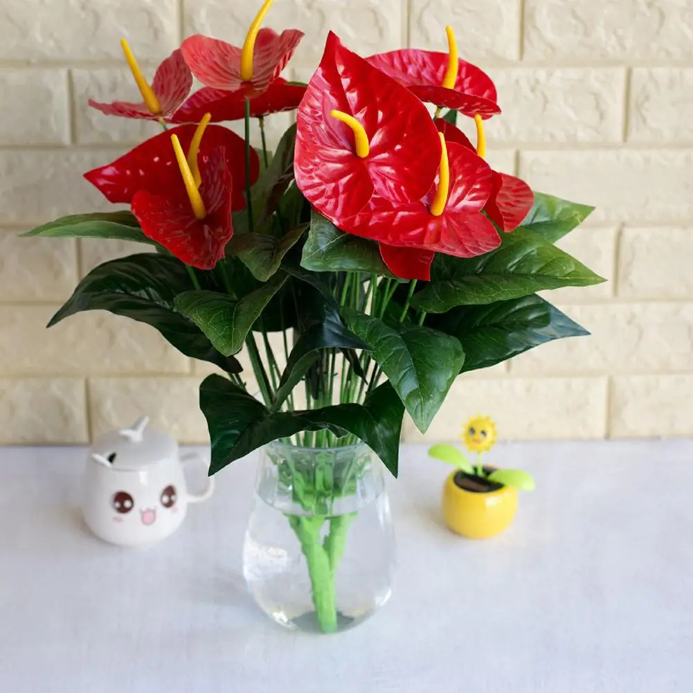 Practical Plastic Flowers Fabric Vibrantly Colored Vivid Artificial Red Palm Flowers  Artificial Flowers Versatile