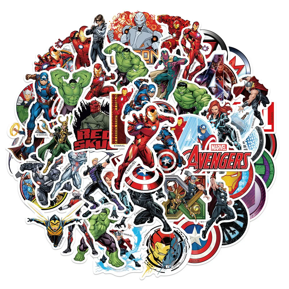 

50/200pcs Cartoon Cool Marvel Stickers DIY Skateboard Fridge Motorcycle Luggage PVC Waterproof Sticker Kids Toy Christmas Gift
