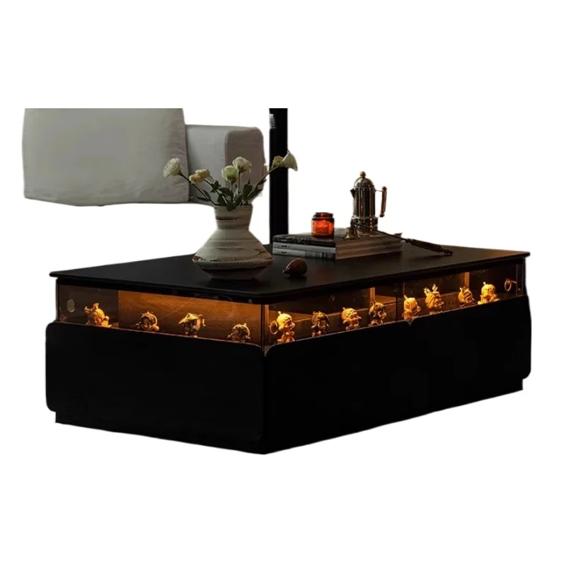 

Medieval black rock slab coffee table