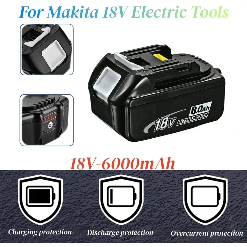 

100% новый. Подходит для аккумуляторной батареи Makita 18V 6000mAh для электроинструментов с LED-индикатором, литий-ионный, замена LXTBL1860B BL1860.