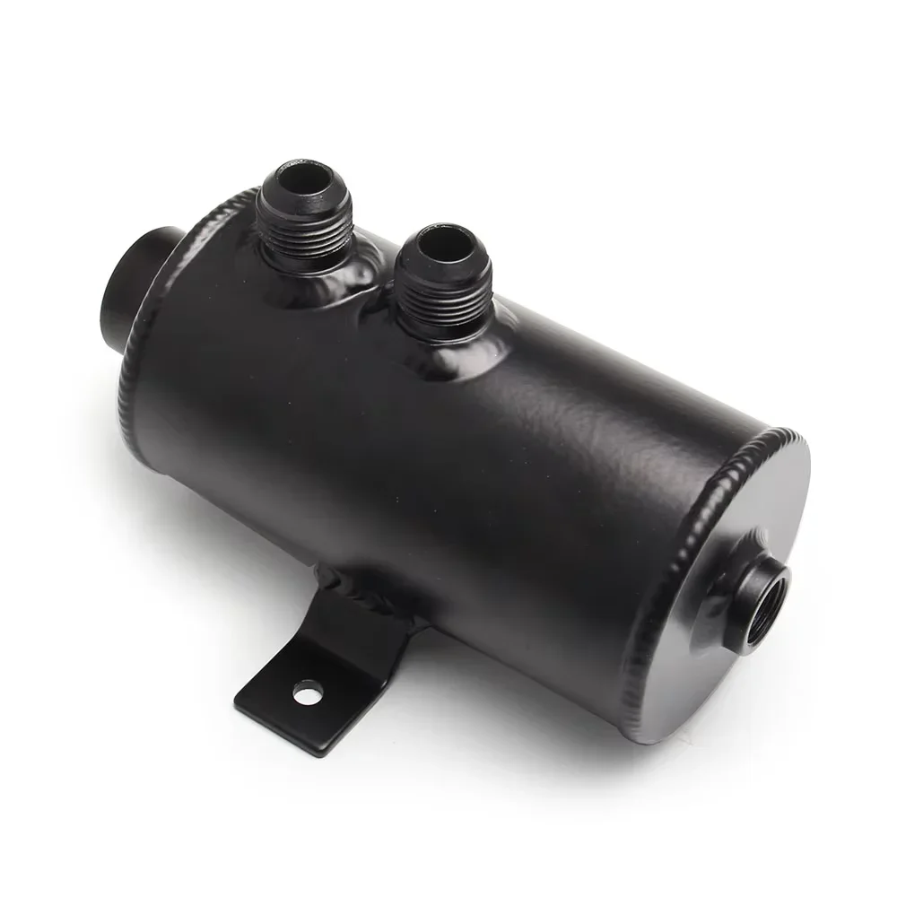 Serbatoio dell'olio in alluminio con deflettore universale da corsa Serbatoio a 2 porte con kit di tubi intrecciati con filtro del cilindro di sfiato della valvola di scarico