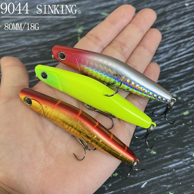 

80mm 18g Sinking Pecil Fishing Lures Long Shot Artificial Hard Bait Wobbler Popper Bass Trout Swimbait Pesca Fishing Equipment