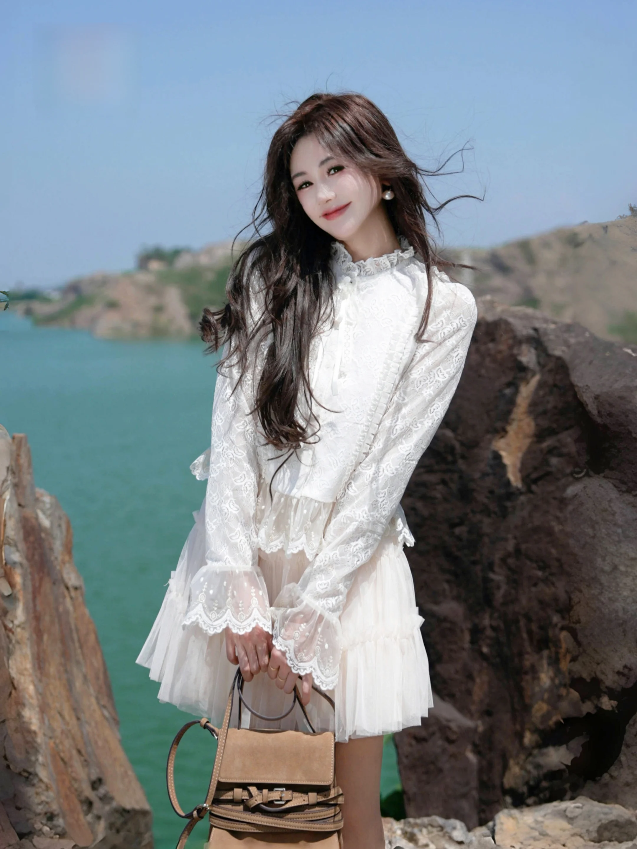 

Annelily Casual Faion Design irt Ele Personali Свободный крой Long Sve Полиэфирное волокно Женский irt Осенний новый Sle