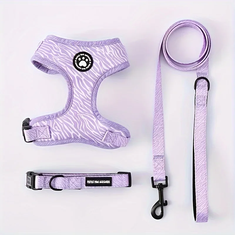 

Breathable Adjustable Knit Fabric Dog Harness and Leash Set-All-Season Chest Vest with Press Buckle-for Small,Medium,Large Breed