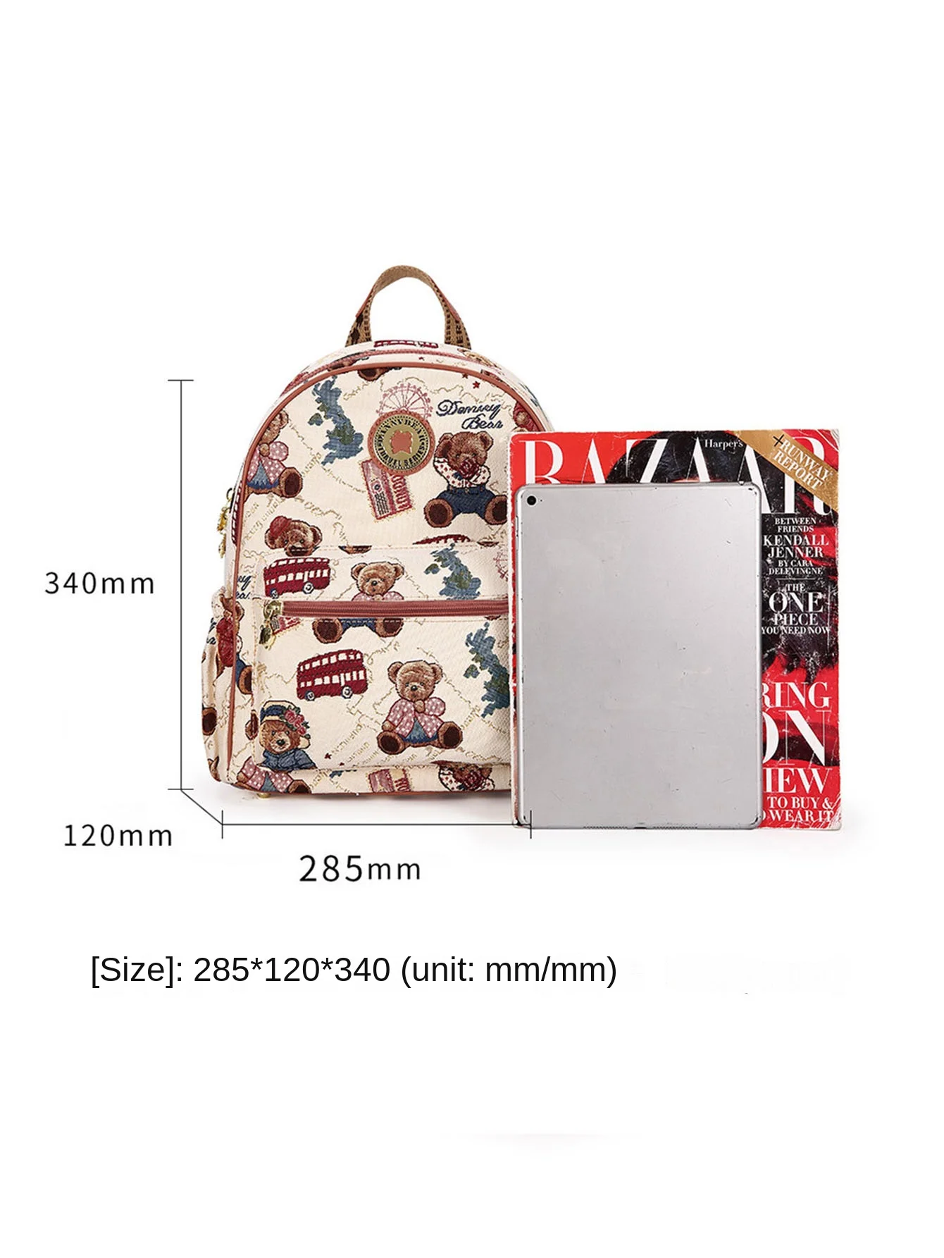 DANNY BEAR 2024 Backpack Cute Large Capacity Bear School Bag New Fashion Trendy Laptop Bags Kawaii Cartoon Travel Cosmetic Bag