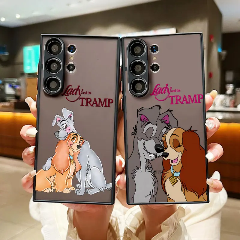 Disney Lady and the Tramp For Samsung S24 S23 S22 S21 Ultra S20 FE S10 S9 Plus Lite 4G 5G Frosted Translucent Phone Case