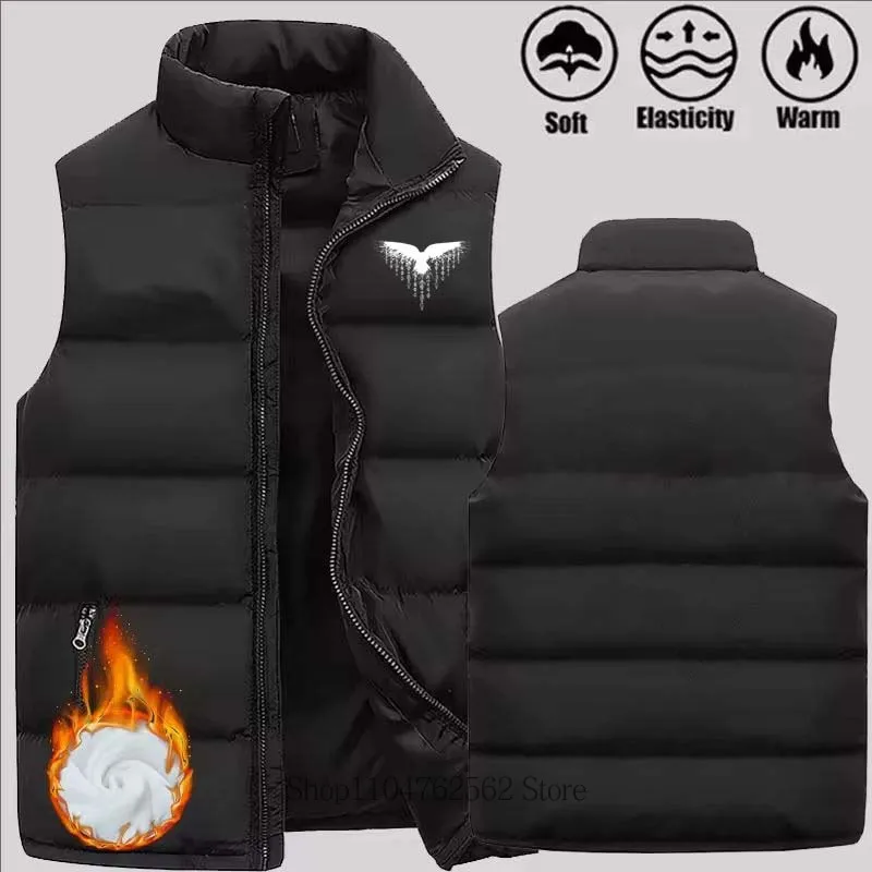

Crow Print Men Fashion Simple Jacket Vest Coat Autumn Winter Men Casual Warm Comfortable Sleeveless Mandarin Collar Jacket Vest