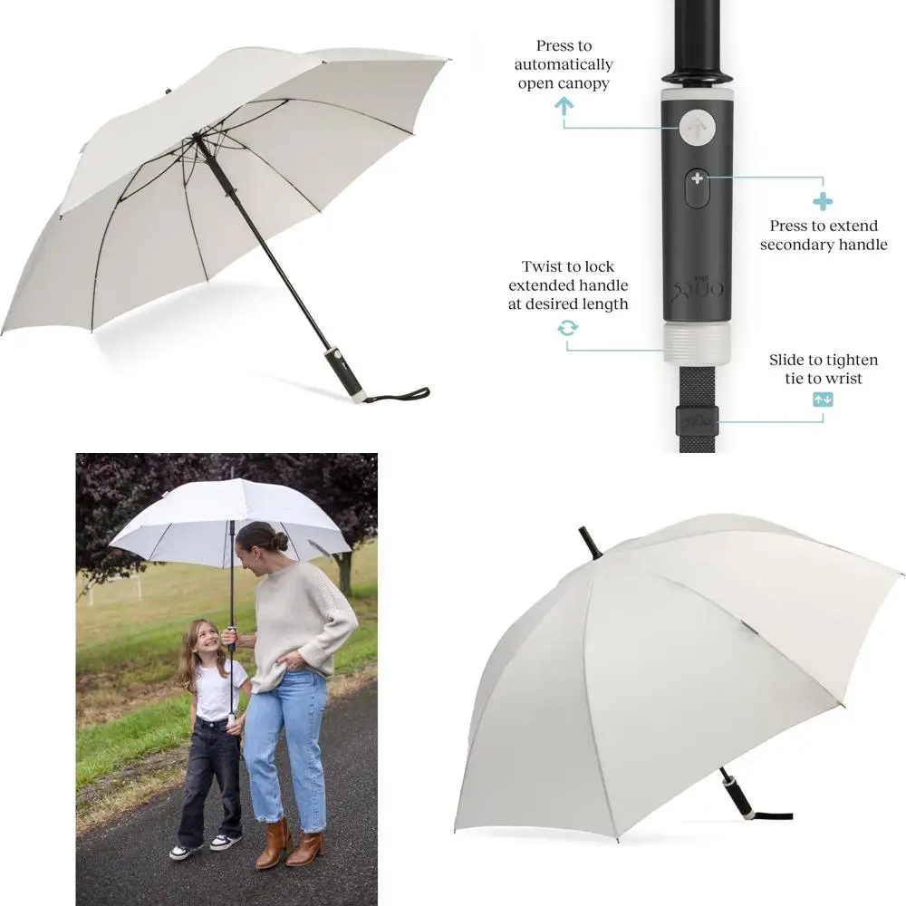 

Auto-Open Dual Handle Umbrella 54-inch Arc - Easy Release Mechanism - Shark Tank Featured - Long-Lasting Rain Protection
