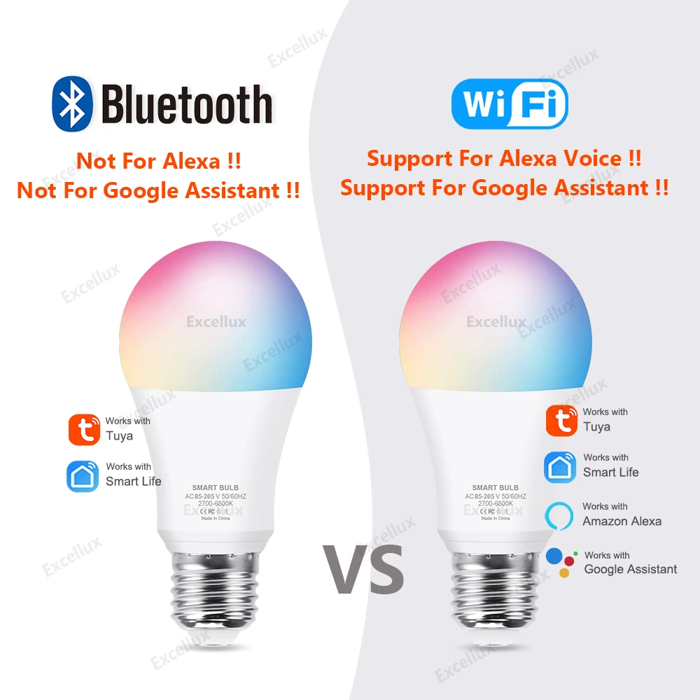 Tuya Wifi/Bluetooth Smart Led Light Bulb Alexa Led Lamp E27 RGB 2700K-6500K Smart Lamps For Google Home Assistant Smart Life