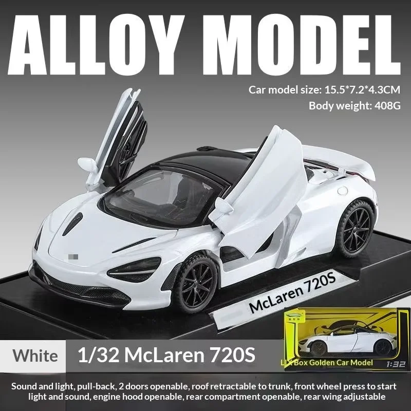 

Масштабная модель спортивного автомобиля McLaren 720S (1:32) — высококачественная имитационная литая игрушка из сплава для мальчиков, коллекционный гоночный сувенир