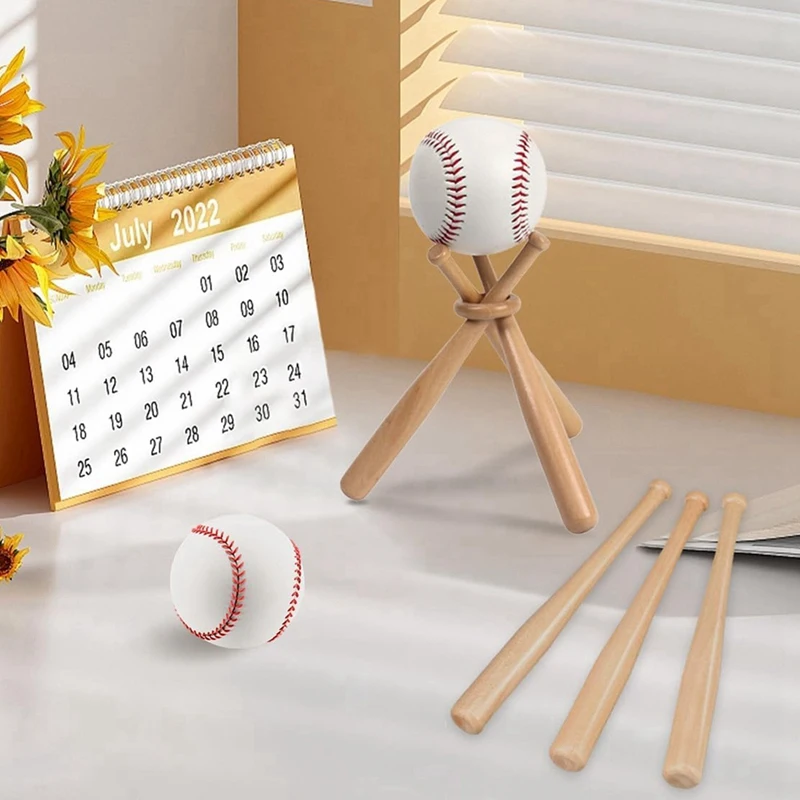 8 Sets Baseball Stand Baseball Holders For Balls Display Baseball Bat Wooden Display Stand Holder Display Baseball