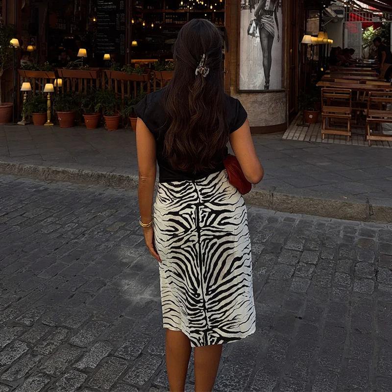 Damen-Herbstrock mit Zebra-Print, modisch, hohe Taille, schmal geschnitten, vielseitig kombinierbar, langer Rock, Damenmode 2026, schicker Winter-Look, Streetwear für Damen – Detail 10