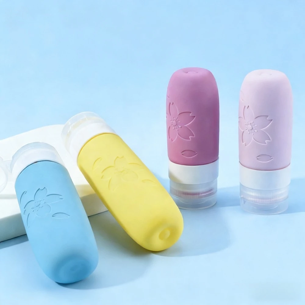 

Новый набор из 4 силиконовых дорожных бутылочек Sakura: минималистичные, герметичные, прочные силиконовые бутылочки для путешествий