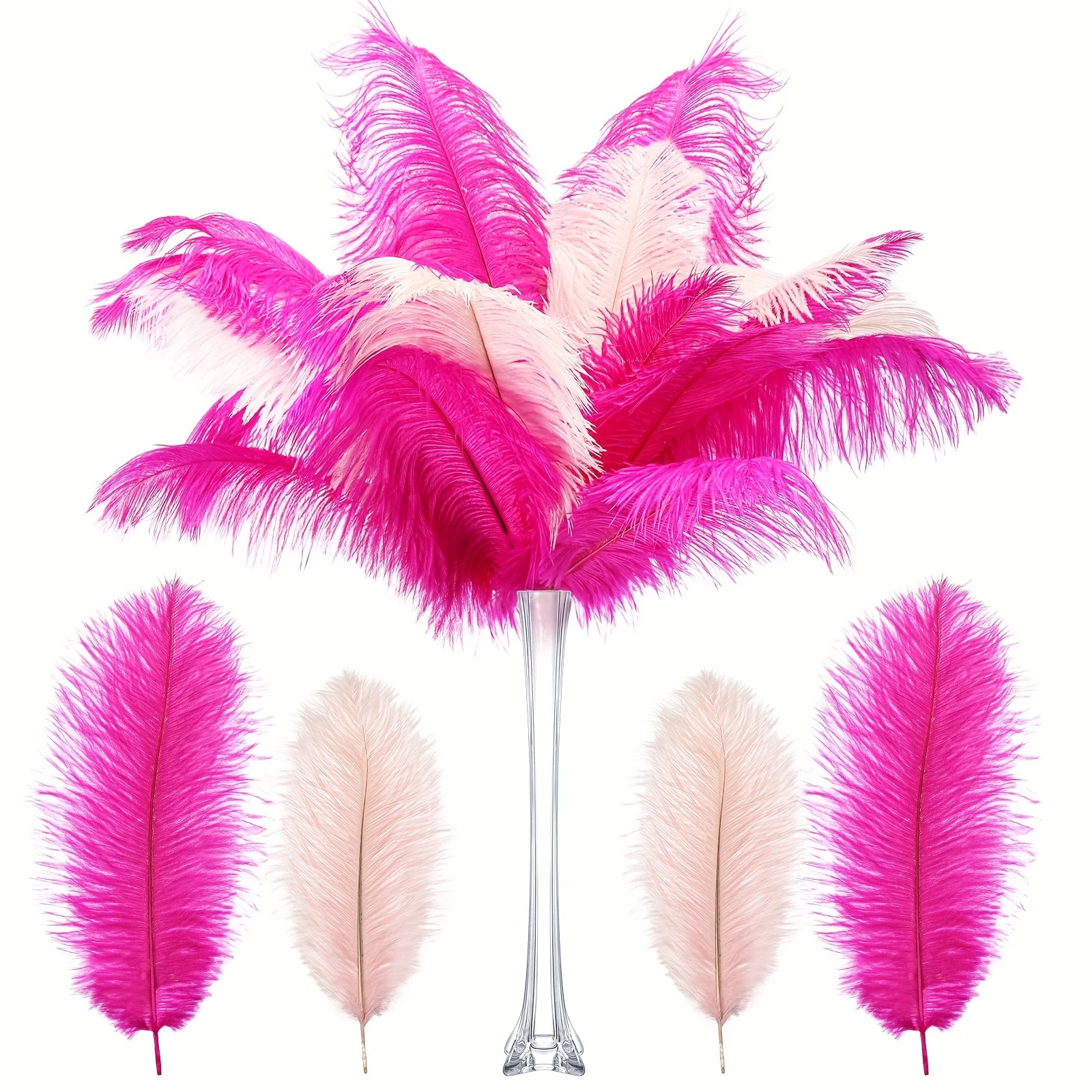 60Pcs 1920s Natural Ostrich Feathers Bulk 10-12/12-14 Inch Large Feather for Wedding Party Centerpieces Carnival Decorations