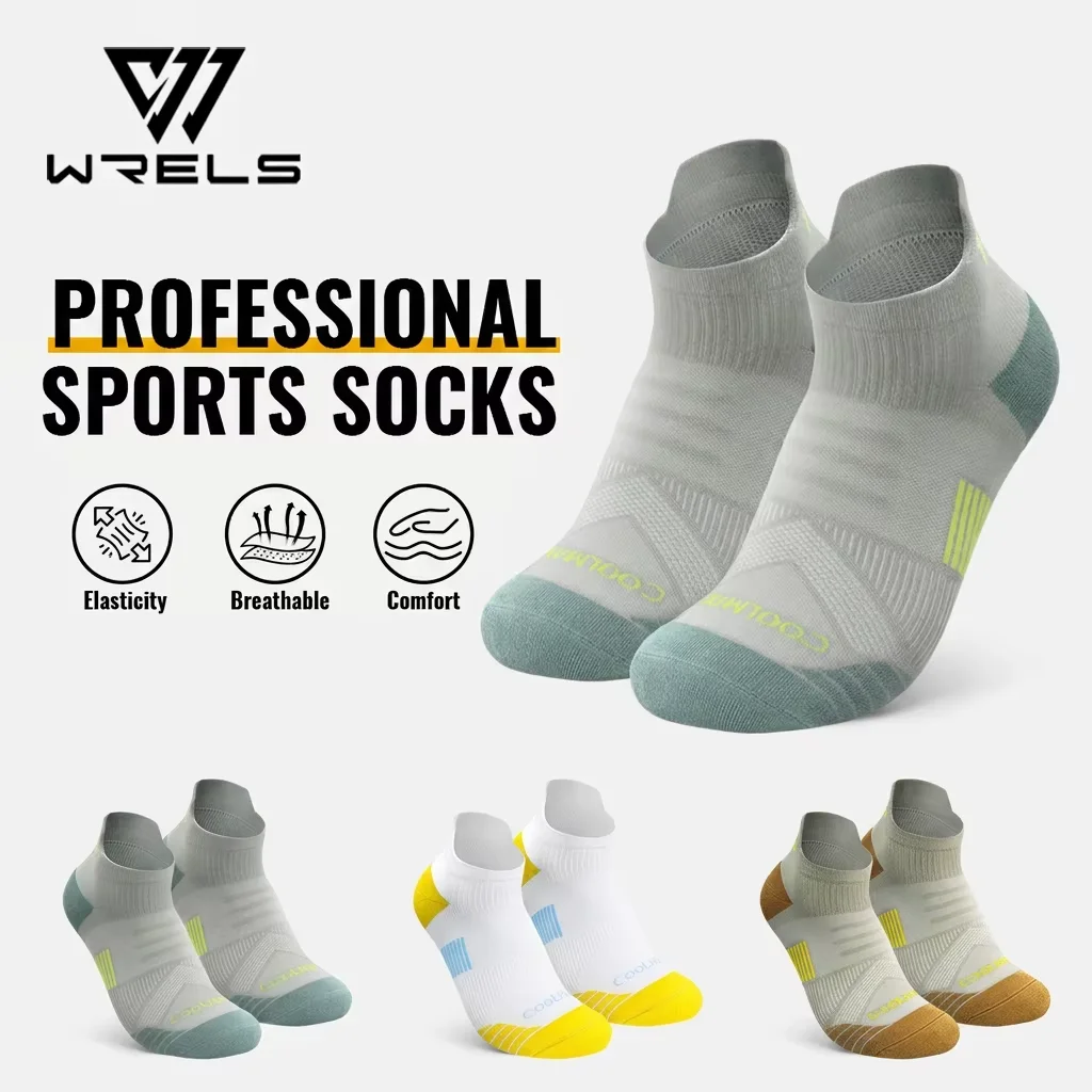 

WRELS 1/2/3 Pairs Coolmax Athletic Socks Breathable Anti-Slip Compression Socks Men Women Terry Bottom Cushioned Running Socks