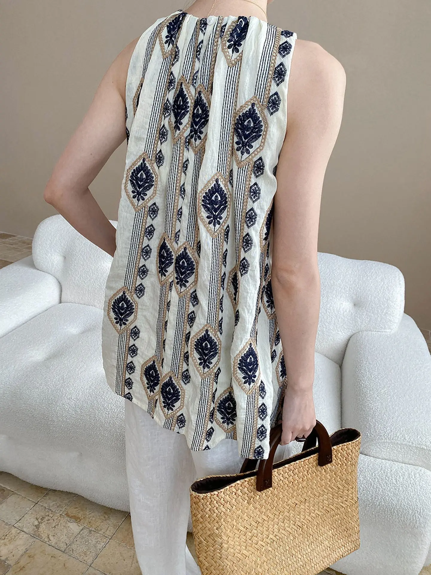 

Лляный жилет с вышивкой n Sle, уникальный супер красивый женский топ, летний женский топ irt oulder Digging