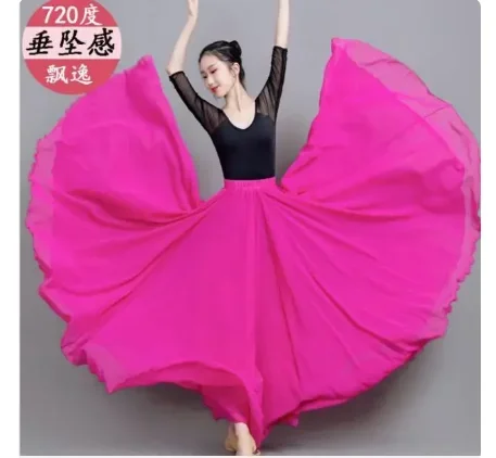 Vrouwelijke Moderne Dansende Chiffon 720 Graden Rok Vrouw Buikdansen Effen Rok