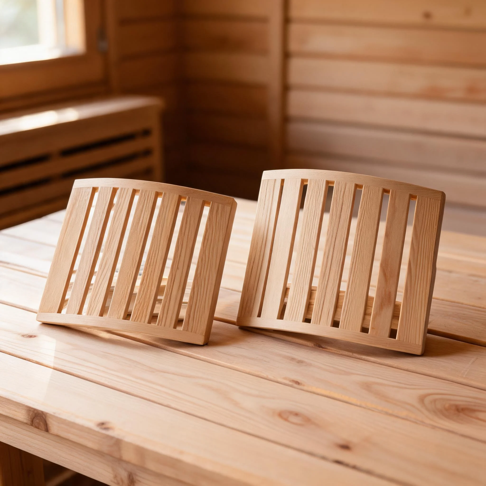 Wooden Solid Hardwood Sauna Headrest Minimalist Curved Pillow With Slatted Design For Home Spa Bathroom Furniture Set Relaxation