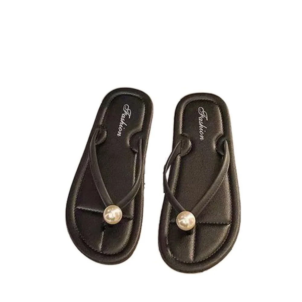 

Милые противоскользящие женские тапочки с жемчугом, пляжные шлепанцы на мягкой подошве из ПВХ, повседневная обувь, пляжная одежда, летние шлепанцы, домашние сандалии