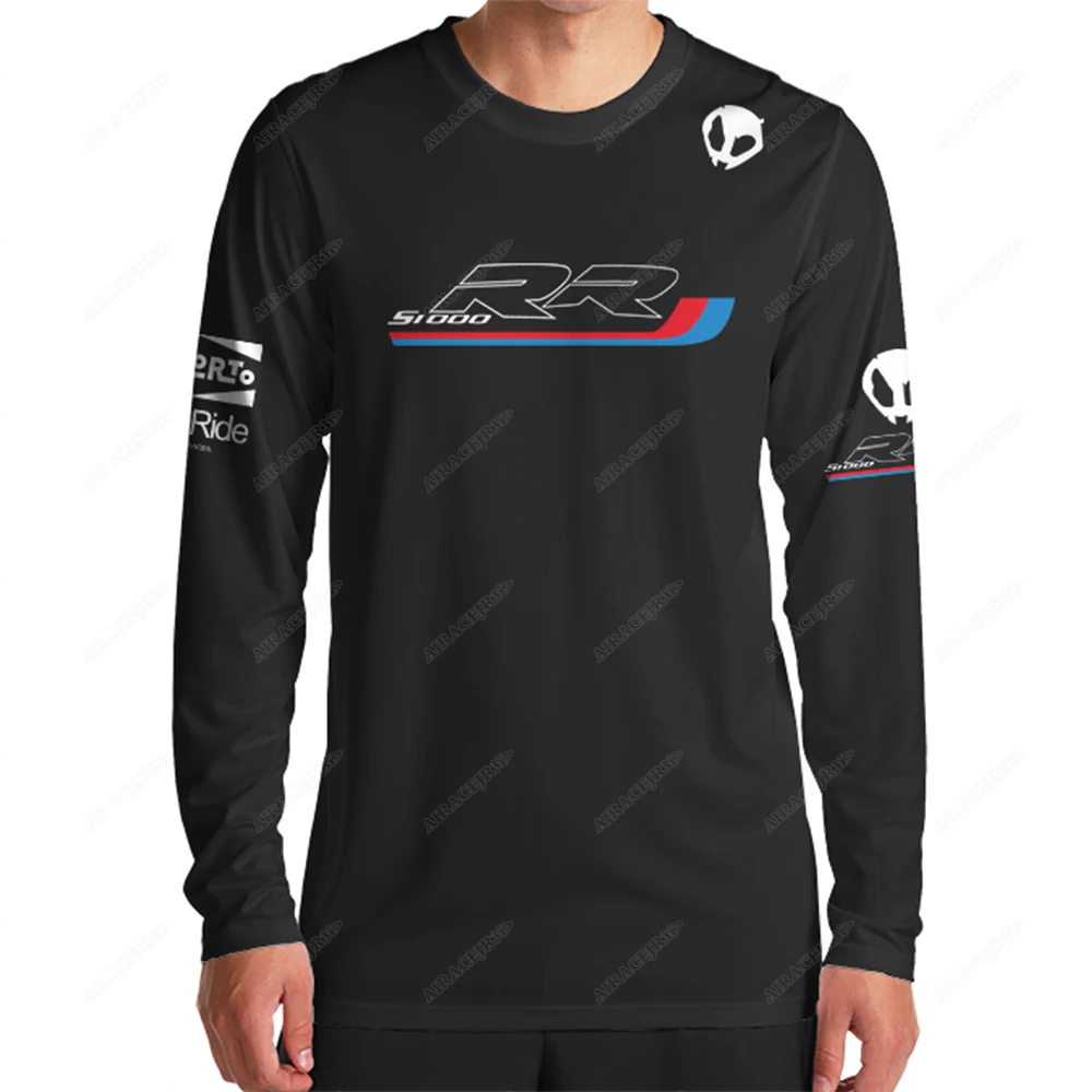 RR S1000 For BMW Motorcycle Motorrad Team Motorsport Superbike Racing Black Long T-Shirt Men\'s Summer Quick Dry Anti-UV Jerseys