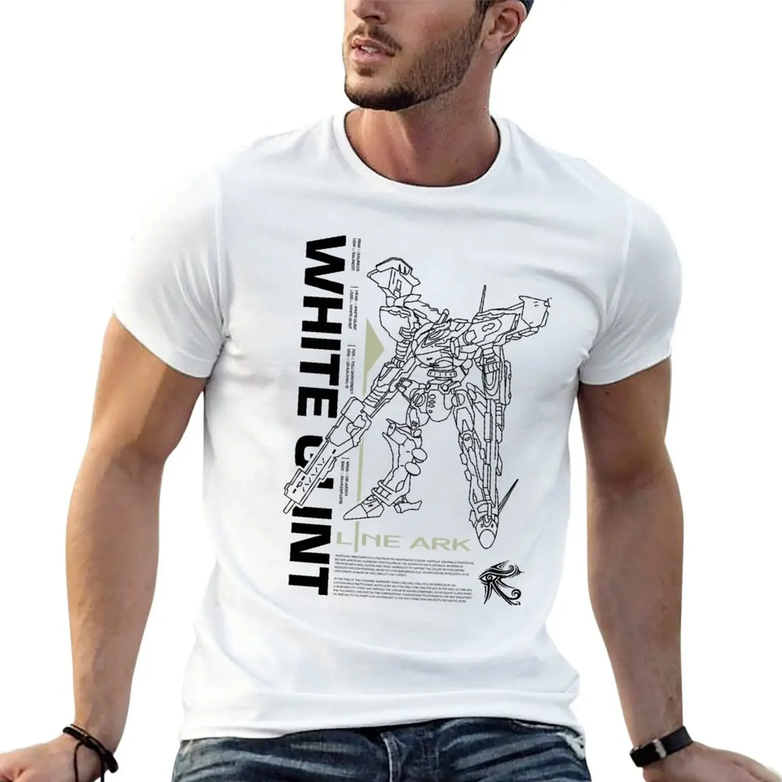 New Armored Core 4 - Line Ark - Mech - White Glint Positive T-Shirt customized t shirts summer clothes mens cotton t shirts