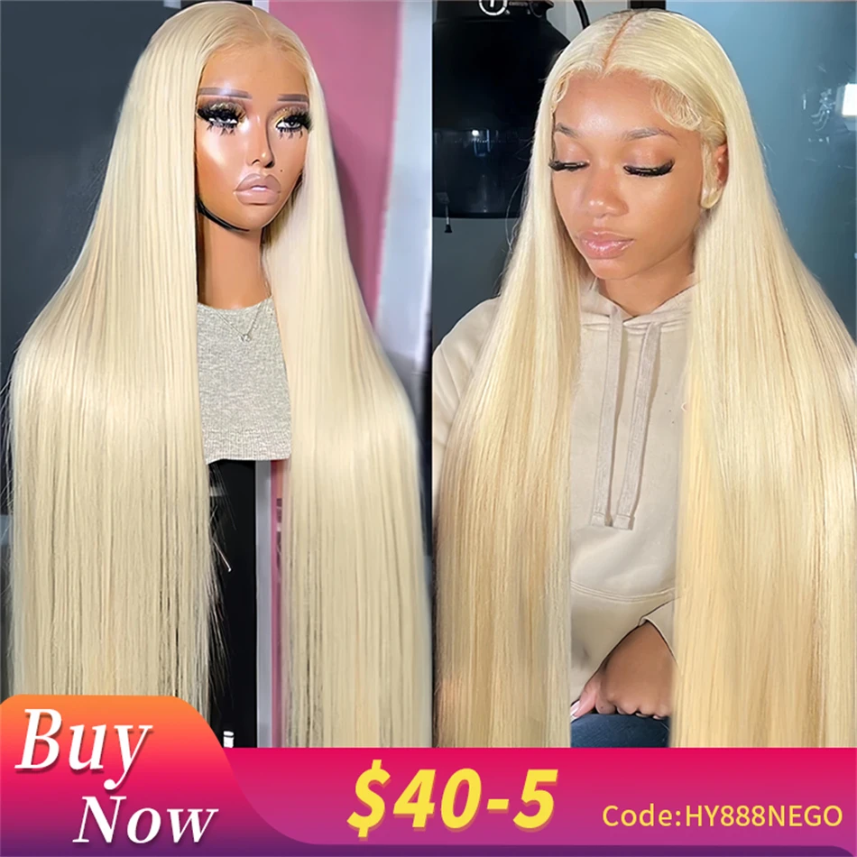 200 Density 613 Bone Straight 13x6 Lace Frontal Human Hair Wig 40 Inch Blonde Preplucked Cheap Wigs for Women on Clearance Sale