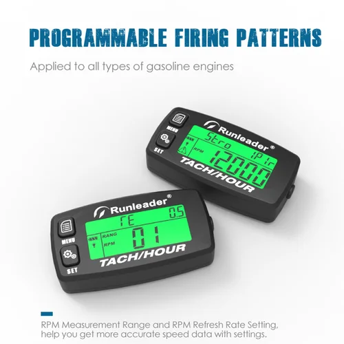 Imagen 2 del producto Tacómetro inductivo para motocicleta, medidor de hora del motor, alerta RPM, retroiluminado, reiniciable, cortacésped ATV, HM032B