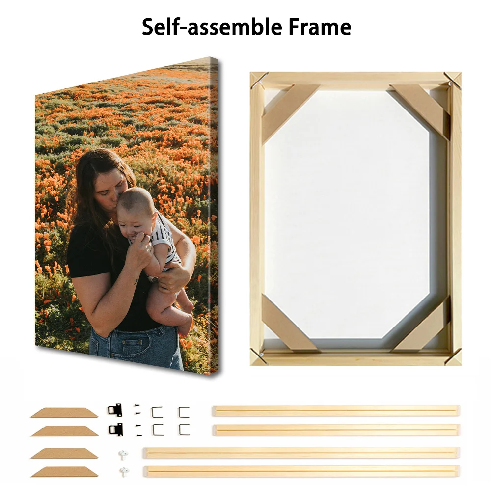 1 Pc Custom Photos with DIY Wood Frame or frameless poster,Custom Wedding Photo,idea gift,Personalized Canvas Painting