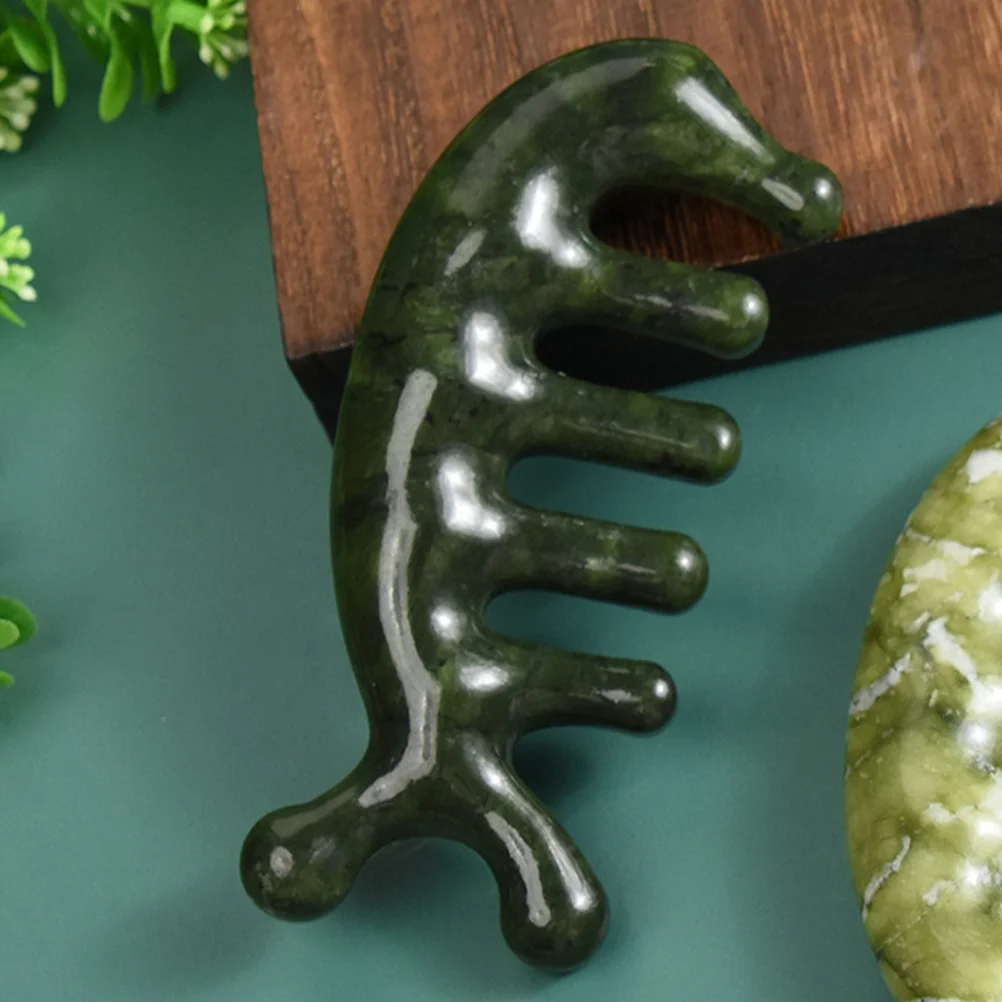 

Scalp Massager Creative Wide Tooth Comb Jade Craft Massage Tool for Head Relief Durable Safe Practical Gift Simple Massage Comb