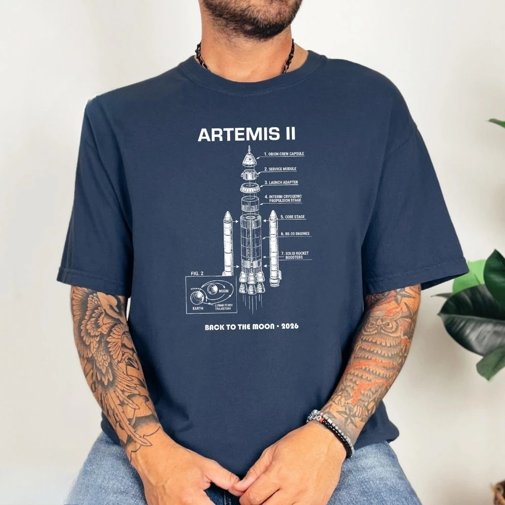 Rocket Diagram Graphic T-Shirt Space Engineering Blueprint Unisex Cotton Tee Men Fashion High Quality Cotton Short-sleeved Tees