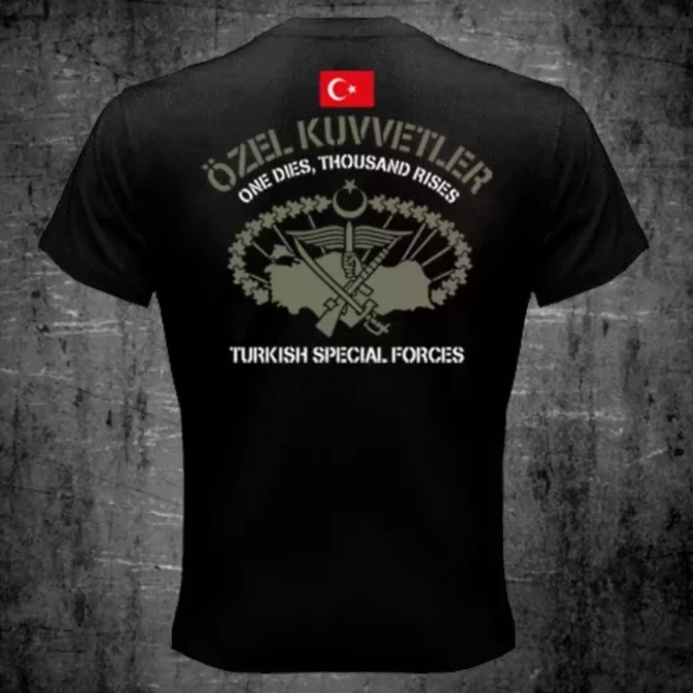 2025 القوات الخاصة التركية الجديدة Especial Kuvvetler المارون القبعات بوردو بيريلير تي شيرت ملابس للرجال عادية طاقم الرقبة القطن المحملة